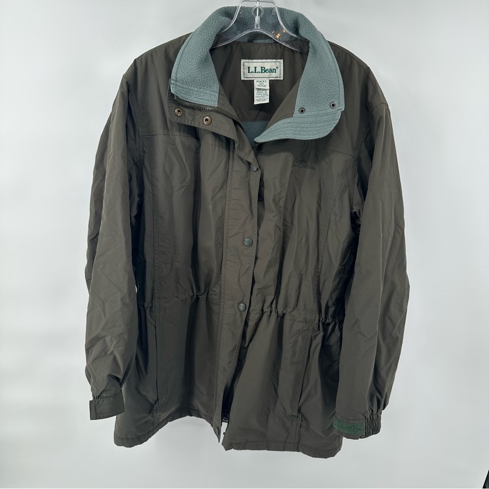 L. L. Bean Women’s Vintage Olive Green Cozy Fleece Lined Utility Jacket Medium